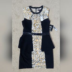 NWT Express x Fashion Star Leopard Peplum Dress Size 6